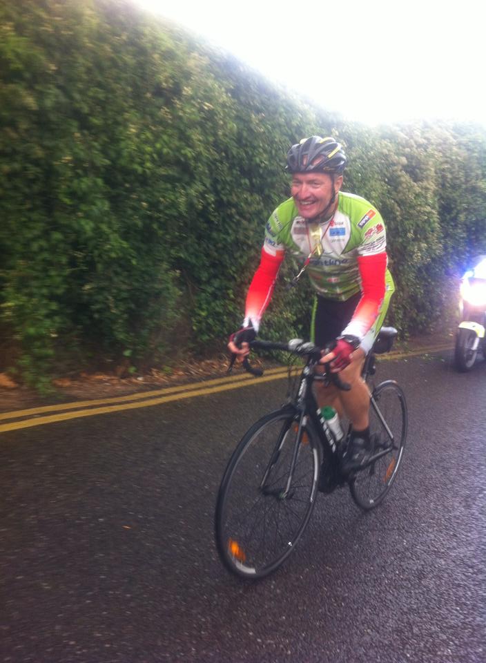 Paul Sheridan smiles as he climbs Patricks Hill